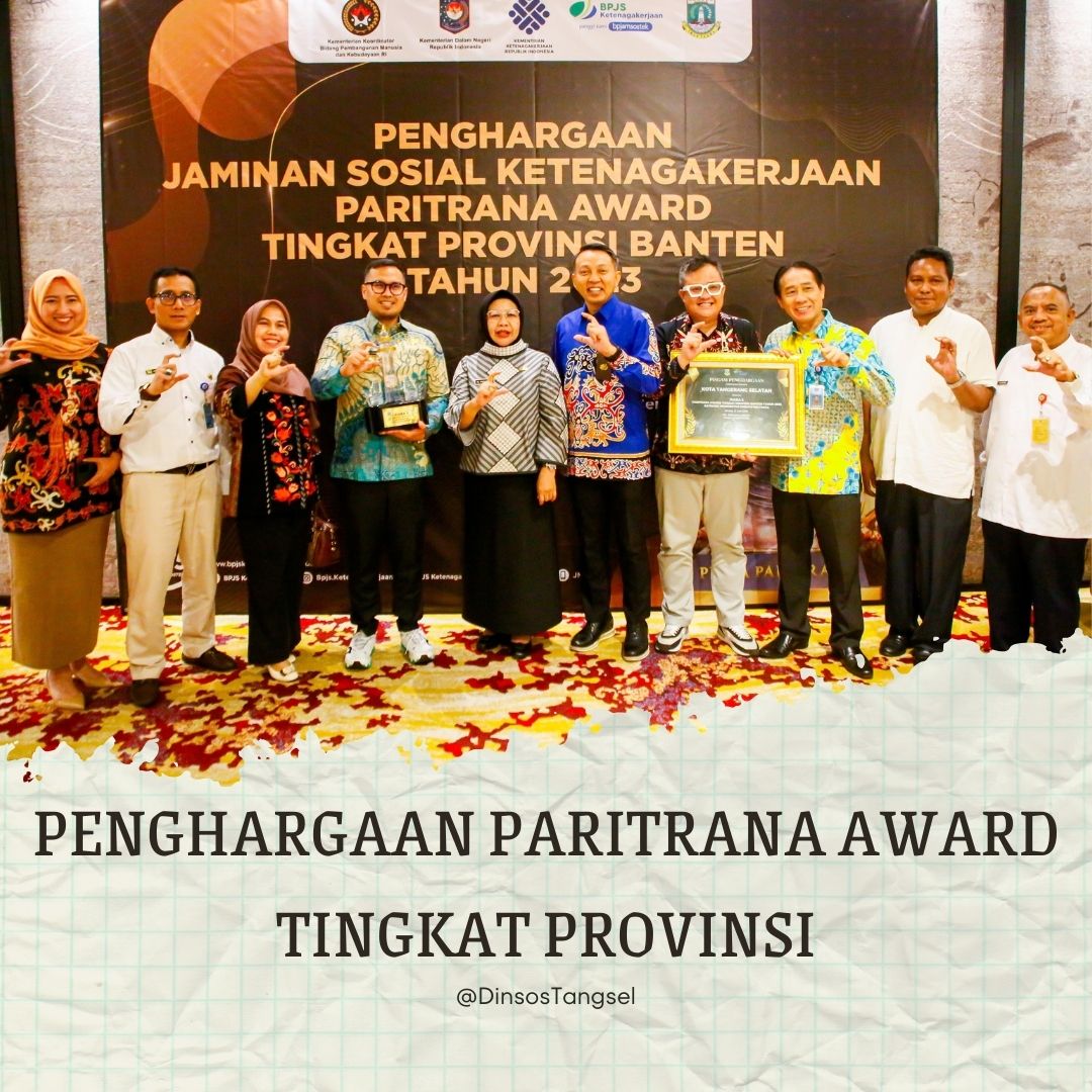 BPJS ketenagakerjaan memberikan penghargaan kepada pemerintah kota Tangerang selatan sebagai juara dua dalam paritrana award tingkat kabupaten/kota